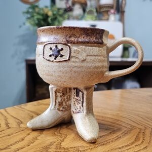 Vintage Pottery Craft USA Sheriff Cowboy Boot Western Mug Funny Butt Gift
